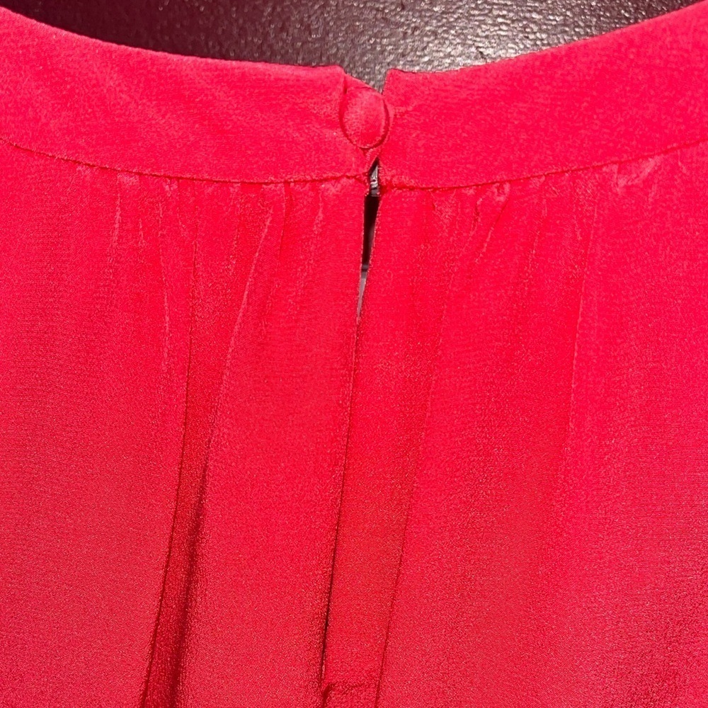 Suzi Chin for Maggy Boutique 100% Silk soft red ruffled dress - Picture 6 of 12